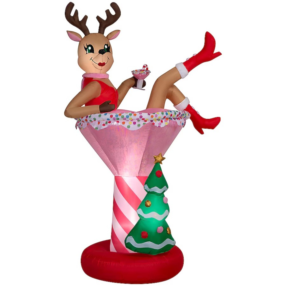 7FT Lighted Reindeer in Pink Cocktail  Inflatable Christmas Yard Decor  nib 2025
